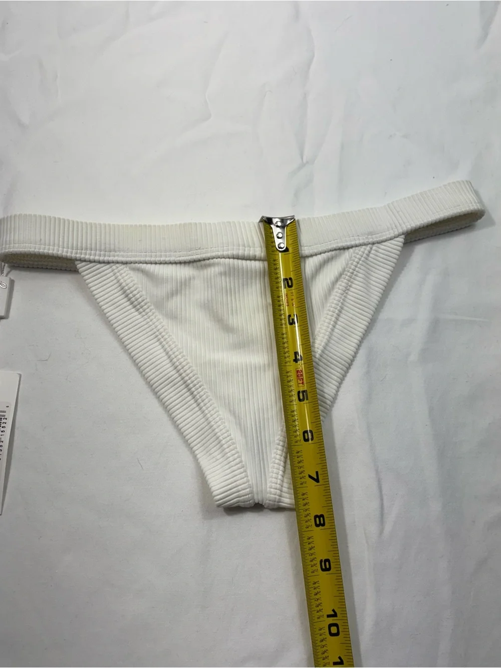 Frankies Bikinis Cole Solid White Ribbed Cheeky Bikini Bottom NWT NEW Medium M
